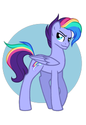 Size: 800x1166 | Tagged: safe, artist:teaneey, oc, oc only, pegasus, pony, base used, male, multicolored hair, offspring, parent:rainbow dash, parent:soarin', parents:soarindash, pegasus oc, rainbow hair, simple background, smiling, smirk, solo, stallion, transparent background, wings