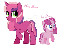 Size: 1280x934 | Tagged: safe, artist:hate-love12, artist:mint-light, cherry blossom (g3), oc, oc:rose blossom, pony, unicorn, g3, g4, base used, deviantart watermark, female, filly, g3 to g4, generation leap, mare, obtrusive watermark, simple background, transparent background, watermark