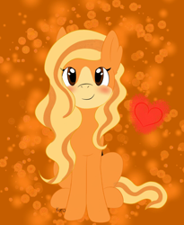 Size: 1310x1600 | Tagged: artist needed, safe, oc, oc only, oc:mistie pone, earth pony, pony, blushing, cute, heart, sitting, solo