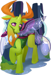 Size: 1598x2327 | Tagged: safe, artist:alabasterpeony, thorax, changedling, changeling, g4, commission, commissioner:reversalmushroom, king thorax, simple background, solo, transparent background