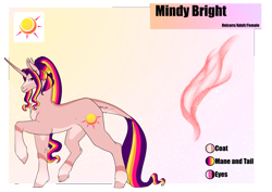 Size: 4961x3508 | Tagged: safe, artist:oneiria-fylakas, oc, oc only, oc:mindy bright, pony, unicorn, female, mare, offspring, parent:sunburst, parent:twilight sparkle, parents:twiburst, reference sheet, solo