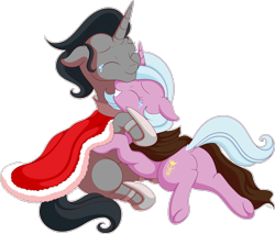 Size: 2627x2233 | Tagged: safe, artist:wownamesarehard, derpibooru exclusive, king sombra, radiant hope, pony, unicorn, g4, idw, siege of the crystal empire, cute, duo, female, high res, hug, male, mare, reformed sombra, ship:hopebra, shipping, simple background, stallion, straight, transparent background