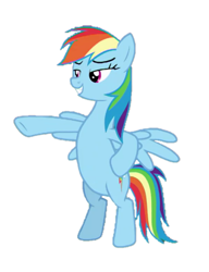 Size: 605x789 | Tagged: safe, edit, edited screencap, screencap, rainbow dash, pegasus, pony, equestria girls, equestria girls series, g4, spring breakdown, spoiler:eqg series (season 2), background removed, bipedal, cropped, equestria girls ponified, hooves on hips, human pony dash, lidded eyes, not a vector, ponified, simple background, smiling, solo, white background