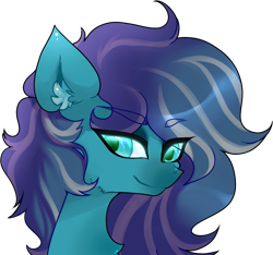Size: 932x874 | Tagged: safe, artist:minty--fresh, oc, oc only, pony, blue mane, ear fluff, multicolored hair, multicolored mane, pfp, profile picture, simple background, solo, transparent background