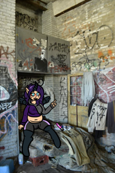 Size: 663x1000 | Tagged: safe, artist:lazerblues, oc, oc only, oc:mal, satyr, clothes, compression shorts, dildo, floating wings, hoodie, horn, sex toy, solo, wings