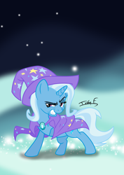 Size: 2481x3508 | Tagged: safe, artist:memprices, trixie, pony, unicorn, g4, cape, clothes, dreamworks face, hat, high res, looking at you, smiling, smug, solo, trixie's cape, trixie's hat, vector