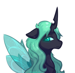 Size: 3814x3704 | Tagged: safe, artist:mynillion, oc, oc only, oc:mynillion, changeling, changeling queen, changeling oc, changeling queen oc, female, glowing, glowing eyes, high res, mare, simple background, solo, spread wings, transparent background, wings
