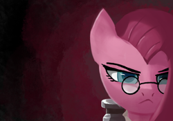 Size: 2388x1668 | Tagged: safe, artist:solid shrimp, pinkie pie, earth pony, pony, g4, /mlp/ tf2 general, :<, cute, cuteamena, glasses, medic, medic (tf2), pinkamena diane pie, serious, serious face, simple background, solo, team fortress 2