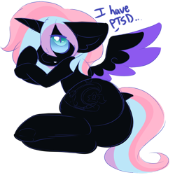 Size: 1280x1280 | Tagged: safe, artist:ladylullabystar, oc, oc only, oc:lullaby star, alicorn, pony, female, mare, nightmarified, ptsd, simple background, solo, transparent background, vent art