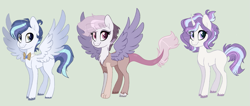 Size: 1017x432 | Tagged: safe, artist:teaneey, oc, oc only, earth pony, pegasus, pony, base used, earth pony oc, female, mare, pegasus oc, simple background, spread wings, wings