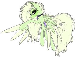 Size: 4180x3149 | Tagged: safe, artist:beamybutt, oc, oc only, oc:calypso, pegasus, pony, choker, colored wings, ear fluff, eyelashes, female, flying, mare, pegasus oc, simple background, solo, transparent background, two toned wings, wings