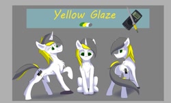 Size: 1316x791 | Tagged: safe, artist:observerdoz, oc, oc:yellowglaze, pony, unicorn, reference sheet