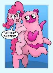 Size: 1647x2256 | Tagged: safe, artist:doodledonutart, pinkie pie, earth pony, pony, g4, centaurworld, comic, crossover, duo, wammawink