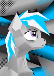 Size: 1280x1792 | Tagged: safe, artist:zocidem, oc, oc only, oc:northern cross, pegasus, pony, bust, cubism, experimental style, modern art, portrait, simple background, solo