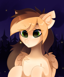 Size: 1600x1900 | Tagged: safe, alternate version, artist:zlatavector, oc, oc only, oc:astra, firefly (insect), insect, pegasus, pony, commission, female, forest, mare, night, solo