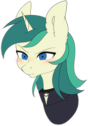Size: 2830x4062 | Tagged: safe, artist:torihime, oc, oc only, oc:spring starflower, pony, unicorn, angry, blushing, choker, cute, female, simple background, solo, trans female, transgender, transparent background