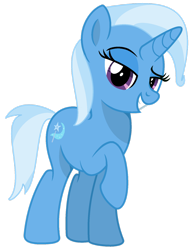 Size: 1280x1636 | Tagged: safe, artist:santi0095, trixie, pony, unicorn, g4, base used, female, horn, lidded eyes, mare, purple eyes, raised eyebrow, raised hoof, show accurate, simple background, smiling, solo, standing, tail, transparent background, two toned mane, two toned tail