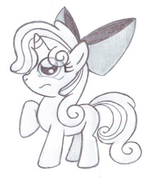 Size: 605x710 | Tagged: safe, artist:lockerobster, apple bloom, sweetie belle, pony, unicorn, g4, female, filly, fusion, fusion:sweetie belle, solo, traditional art