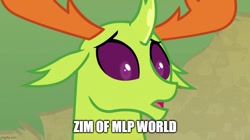 Size: 888x499 | Tagged: safe, edit, edited screencap, screencap, thorax, changedling, changeling, g4, triple threat, caption, image macro, invader zim, king thorax, male, meme, solo, text