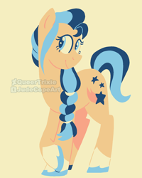 Size: 1200x1500 | Tagged: safe, artist:queertrixie, sunny starscout, earth pony, pony, g5, my little pony: a new generation, limited palette, simple background, solo, yellow background