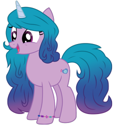 Size: 6041x6367 | Tagged: safe, artist:ejlightning007arts, izzy moonbow, pony, unicorn, g4, g5, my little pony: a new generation, absurd resolution, bracelet, cute, female, full body, g5 to g4, generation leap, gradient mane, gradient tail, horn, izzybetes, jewelry, long mane, mare, open mouth, open smile, show accurate, simple background, smiling, solo, standing, tail, transparent background, vector