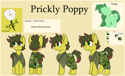 Size: 5900x3600 | Tagged: safe, artist:katyusha, oc, oc:prickly poppy, earth pony, pony, clothes, commission example, female, reference sheet