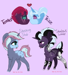 Size: 1308x1440 | Tagged: safe, artist:thewolfonthemoon, tempest shadow, trixie, oc, g4, female, lesbian, magical lesbian spawn, offspring, parent:tempest shadow, parent:trixie, parents:tempestrix, ship:tempestrix, shipping