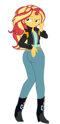 Size: 2254x4654 | Tagged: safe, artist:gmaplay, sunset shimmer, equestria girls, g4, ass, boots, bunset shimmer, butt, seductive, seductive look, seductive pose, shoes, simple background, solo, transparent background