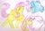 Size: 1280x890 | Tagged: safe, artist:sabertooth1980, angel bunny, fluttershy, pegasus, pony, rabbit, g4, animal, clothes, exclamation point, eyes closed, falling, female, human to pony, male to female, mare, missing cutie mark, open mouth, rule 63, shirt, traditional art, transformation, transformation sequence, transgender transformation