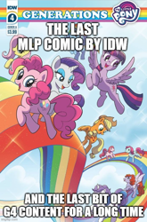 Size: 500x759 | Tagged: safe, edit, idw, applejack, fluttershy, minty, minty (g1), pinkie pie, rainbow dash, rarity, twilight sparkle, alicorn, earth pony, flutter pony, pegasus, pony, unicorn, g1, g4, my little pony: generations, spoiler:comic, comments locked down, end of ponies, image comics, mane six, rainbow, twilight sparkle (alicorn)