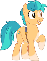 Size: 6007x7802 | Tagged: safe, artist:ejlightning007arts, hitch trailblazer, earth pony, pony, g4, g5, my little pony: a new generation, g5 to g4, male, raised hoof, sheriff, simple background, smiling, solo, stallion, transparent background, vector