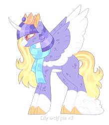 Size: 1410x1610 | Tagged: safe, artist:lilywolfpie, twilight sparkle, alicorn, pony, alternate design, clothes, colored wings, scarf, simple background, solo, transparent background, twilight sparkle (alicorn), two toned wings, wings