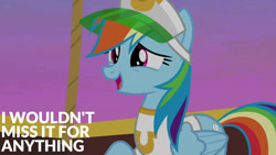 Size: 1280x720 | Tagged: safe, edit, edited screencap, editor:quoterific, screencap, rainbow dash, pegasus, pony, g4, grannies gone wild, season 8, female, hot air balloon, mare, open mouth, open smile, smiling, solo, twinkling balloon