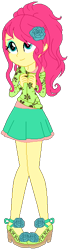 Size: 158x584 | Tagged: safe, artist:gihhbloonde, oc, oc only, oc:tree green, equestria girls, g4, base used, clothes, eyelashes, female, flower, flower in hair, high heels, makeup, shoes, simple background, skirt, smiling, solo, transparent background