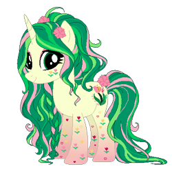 Size: 422x413 | Tagged: safe, alternate version, artist:gihhbloonde, oc, oc only, oc:felicity mossrock, pony, unicorn, base used, eyelashes, felicity mossrock, female, flower, flower in hair, horn, makeup, mare, simple background, smiling, solo, transparent background, unicorn oc