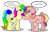 Size: 1280x815 | Tagged: safe, artist:rainbowtashie, oc, oc:rainbow tashie, oc:sunbutter cookies, earth pony, pony, unicorn, butt, commissioner:bigonionbean, crying, cutie mark, dialogue, dummy thicc, duo, extra thicc, female, flank, fusion, fusion:pinkie pie, fusion:sunset shimmer, mare, nintendo, nintendo 64, plot, simple background, tears of joy, teary eyes, transparent background, writer:bigonionbean