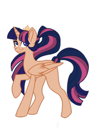 Size: 1810x2414 | Tagged: safe, artist:enifersuch, oc, oc only, alicorn, pony, alicorn oc, female, horn, mare, raised hoof, simple background, smiling, solo, transparent background, wings