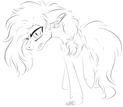 Size: 2846x2477 | Tagged: safe, artist:beamybutt, oc, oc only, earth pony, pony, ear fluff, earth pony oc, high res, lineart, male, monochrome, simple background, solo, stallion, white background