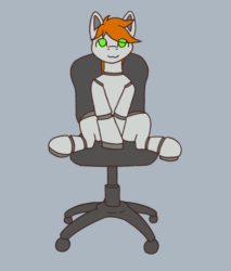 Size: 920x1080 | Tagged: safe, artist:falses, oc, oc only, pony, robot, robot pony, animated, chair, commission, cute, gif, i have done nothing productive all day, loop, ocbetes, office chair, simple background, smiling, solo, spinning, ych result, you spin me right round
