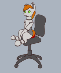 Size: 908x1080 | Tagged: safe, artist:falses, oc, oc only, pony, robot, robot pony, animated, beyblade, chair, commission, cute, glowing, glowing eyes, i have done nothing productive all day, loop, meme, ocbetes, office chair, opening, simple background, smiling, solo, song, spinning, video, webm, ych result, you spin me right round