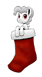 Size: 706x1280 | Tagged: safe, artist:darkhestur, oc, oc only, oc:albino pie, earth pony, pony, christmas, female, holiday, mare, simple background, sock, solo, transparent background