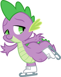 Size: 3000x3751 | Tagged: safe, artist:cloudy glow, spike, dragon, g4, tanks for the memories, .ai available, high res, ice skates, ice skating, male, simple background, solo, transparent background, vector