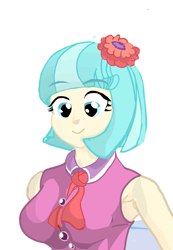 Size: 1142x1652 | Tagged: safe, artist:kirinstarlight, coco pommel, equestria girls, g4, breasts, busty coco pommel, equestria girls-ified, female, simple background, smiling, solo, white background