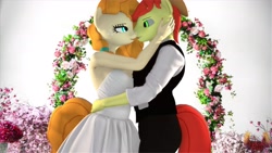 Size: 4096x2304 | Tagged: safe, alternate character, alternate version, artist:loveslove, bright mac, pear butter, earth pony, anthro, g4, 3d, commission, commissioner:nerothewizard, female, male, marriage, ship:brightbutter, shipping, source filmmaker, straight, wedding