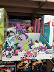 Size: 3120x4160 | Tagged: safe, fluttershy, gilda, pinkie pie, rainbow dash, rarity, spike, trixie, twilight sparkle, alicorn, dragon, earth pony, pegasus, pony, g4, irl, looking at you, merchandise, my little pony logo, photo, plushie, pony plushie