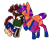 Size: 1000x800 | Tagged: safe, artist:valkiria, oc, oc only, oc:figjam outback, oc:jade harmony, pegasus, pony, unicorn, australia, bandana, bisexual pride flag, boots, clothes, duo, ear piercing, earring, face paint, female, flag, jewelry, mare, markings, mouth hold, piercing, pride, pride flag, pride socks, raised hoof, raised leg, shirt, shoes, shorts, simple background, socks, striped socks, tank top, transparent background, unshorn fetlocks