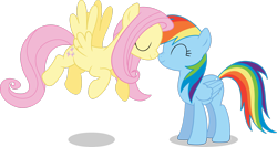 Size: 3355x1787 | Tagged: safe, artist:simplyfeatherbrain, fluttershy, rainbow dash, pony, g4, boop, cute, dashabetes, noseboop, nuzzling, shyabetes, simple background, transparent background, vector