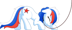 Size: 7000x2925 | Tagged: safe, artist:negatif22, derpibooru exclusive, oc, oc only, oc:marussia, earth pony, pony, collar, female, femsub, leash, mare, nation ponies, russia, show accurate, simple background, slave, solo, submissive, transparent background, vector