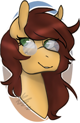 Size: 506x774 | Tagged: artist needed, safe, oc, oc only, oc:ink ribbon, oc:type writer, pegasus, pony, bust, female, glasses, partially transparent background, portrait, solo