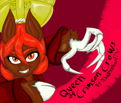 Size: 1280x1085 | Tagged: safe, artist:zhaozoharex, oc, oc only, oc:mahogany bloodmist, earth pony, pony, vampire, vampony, fanfic:queen of crimson crows, claw, cover art, digital art, fanfic art, female, simple background, solo, title